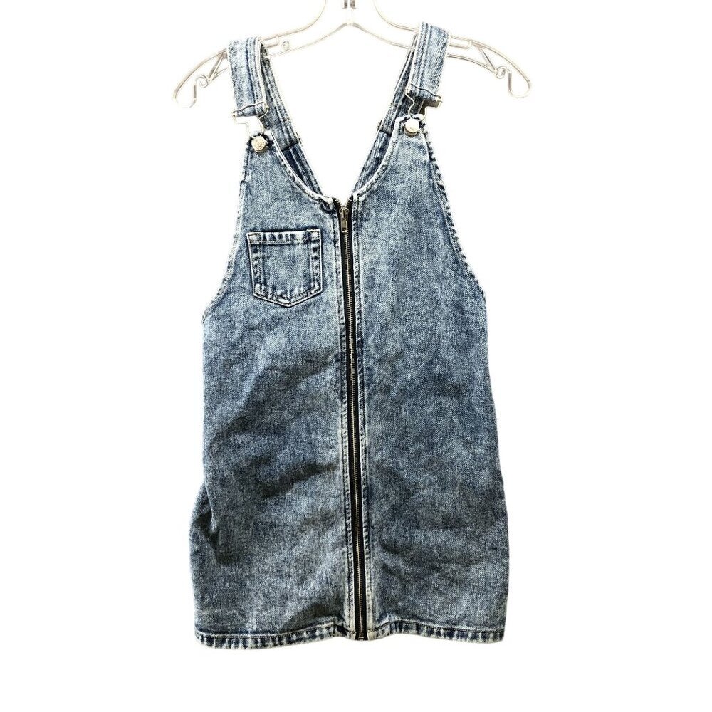 Pacsun‎ Overall Denim Mini Dress Size XS Stone Wash Zip Front Pinafore